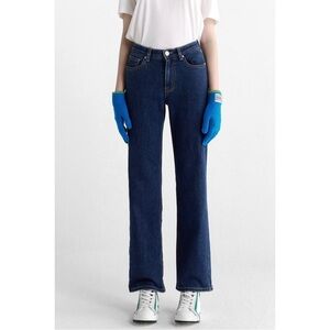 MaLoupe Women’s High Raised Cropped Wide Denim - Dark Indigo (Size: 26)